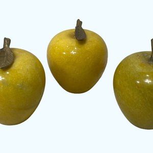 COPY - Alabaster Apples Set of 3 Golden Delicious Fruit Display Paperweight Vin…